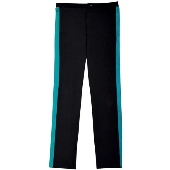 Blugirl Black Straight Leg Trousers With Teal-Blue Satin Stripe Size 6 New - Picture 13 of 14